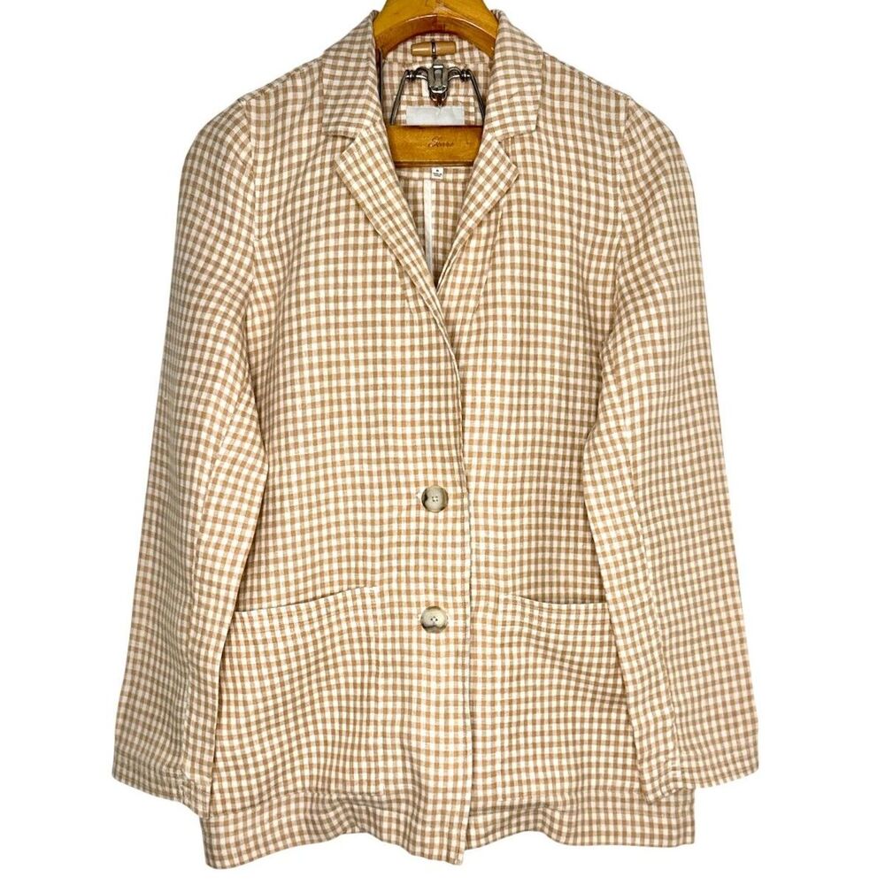 MADEWELL Linen Dorset Blazer in Gingham Check Size: M